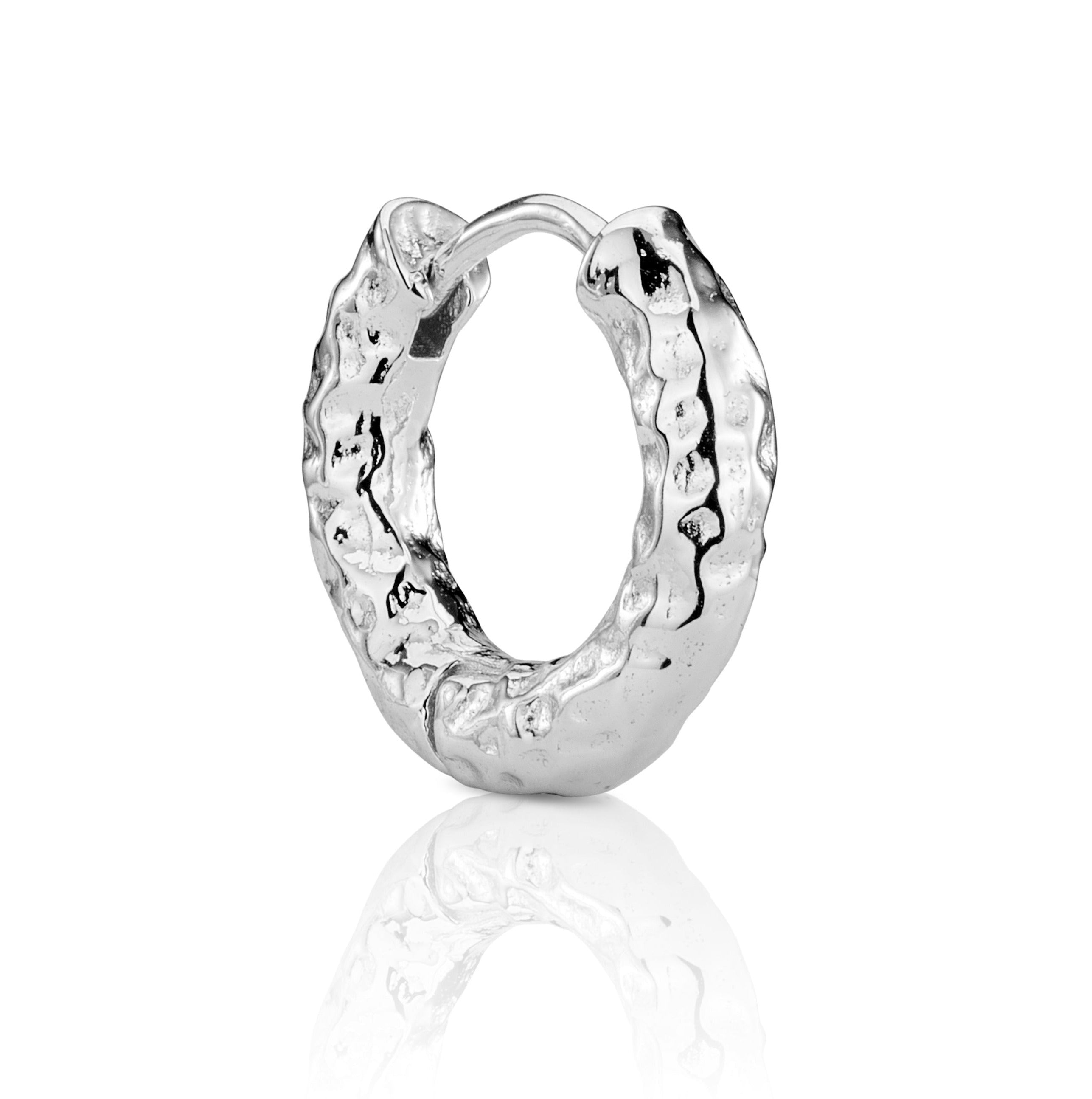 Aaria London Women's Bali Hammered Hoop - Silver