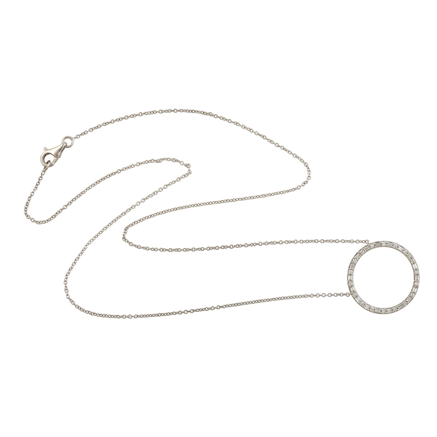 Artisan Women's White / Gold Statement Baguette Diamond Chain Necklace In White Gold In Metallic