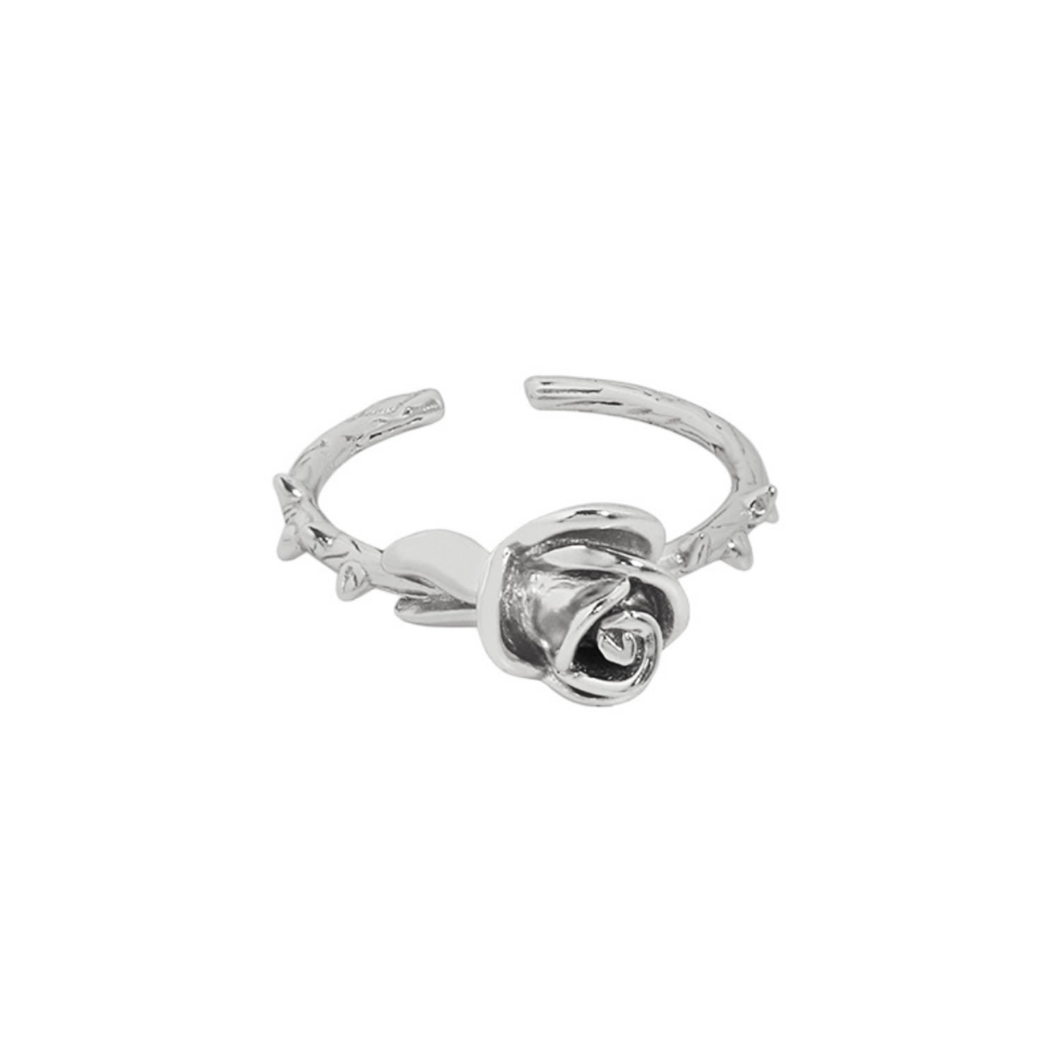 Janus Edinburgh Women's Perennial Rose Flower Thorn Sterling Silver Adjustable Ring In Silver