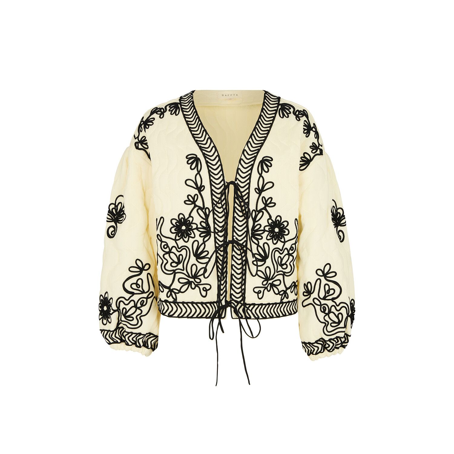 Raffya Women's Fran Quilted All Over Embroidered Jacket In White In White