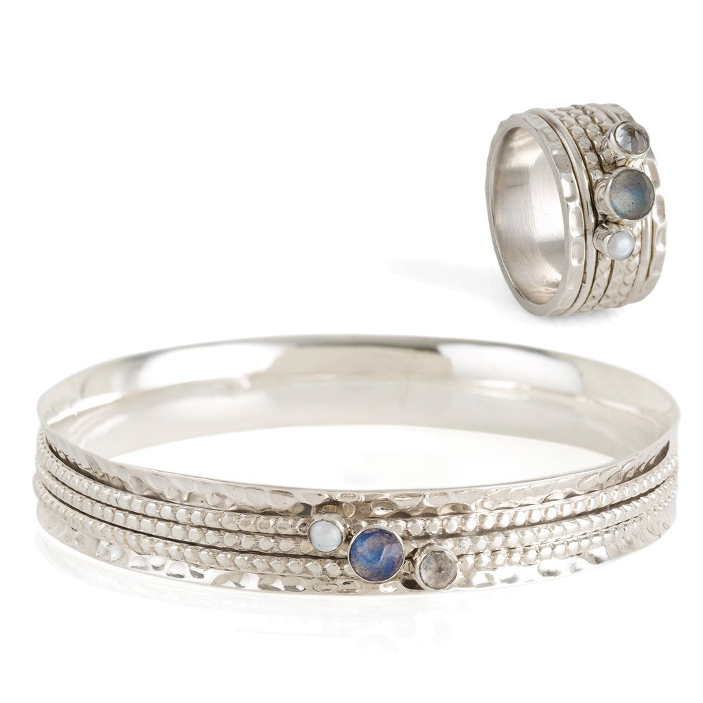 Women’s Ethereal Galaxy Silver Spinning Ring & Bangle Gift Set Charlotte’s Web Jewellery