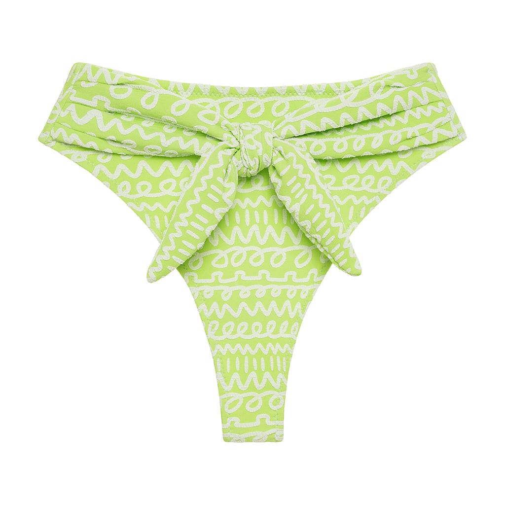 Montce Swim Women's Green / White Lime Icing Paula Tie-up Bikini Bottom In Green/white