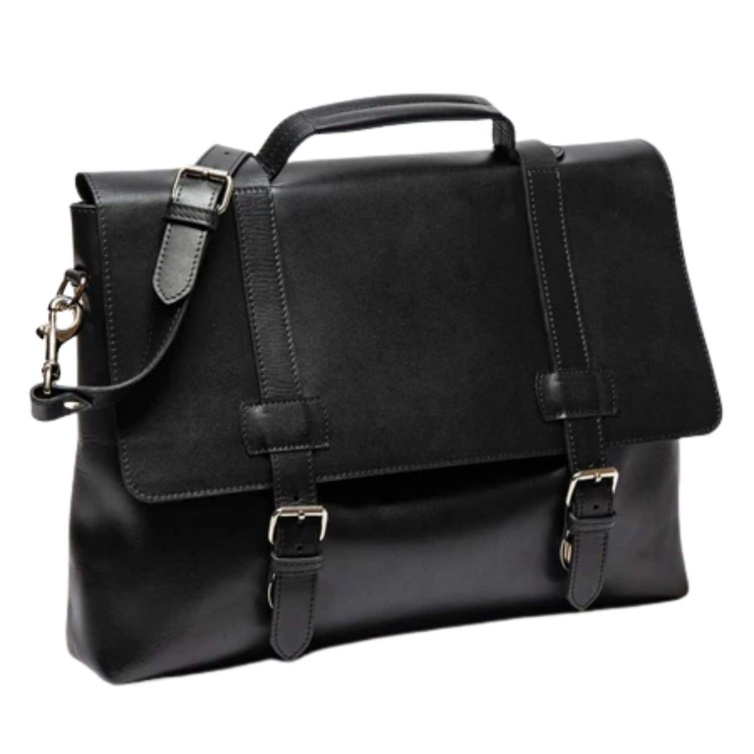 Hides Leather Co. Men's Black Urban Leather Laptop Bag, Handmade Satchel For Work & Study