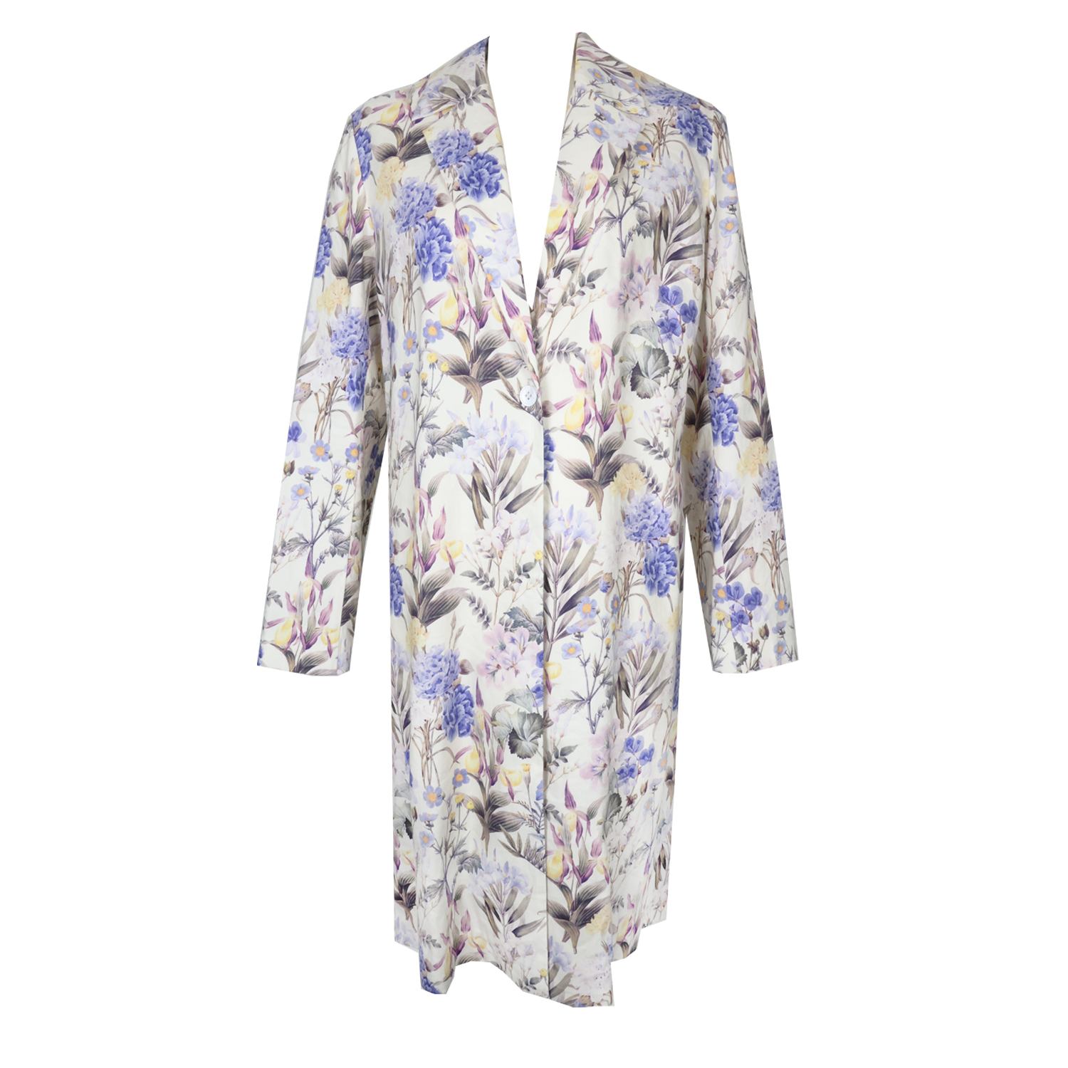 Flora By Alexandria Women's Pink / Purple / Yellow Claudia Floral Linen Jacket In Periwinkle In Pink/purple/yellow