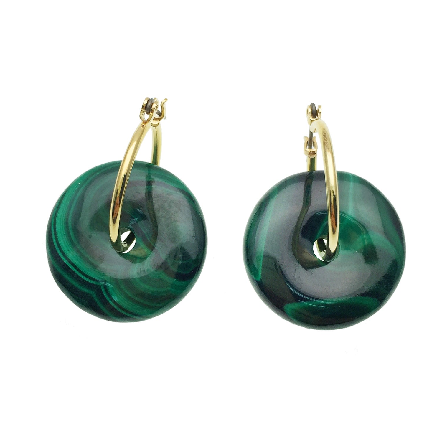 Farra Women's Green Round Malachite Earrings
