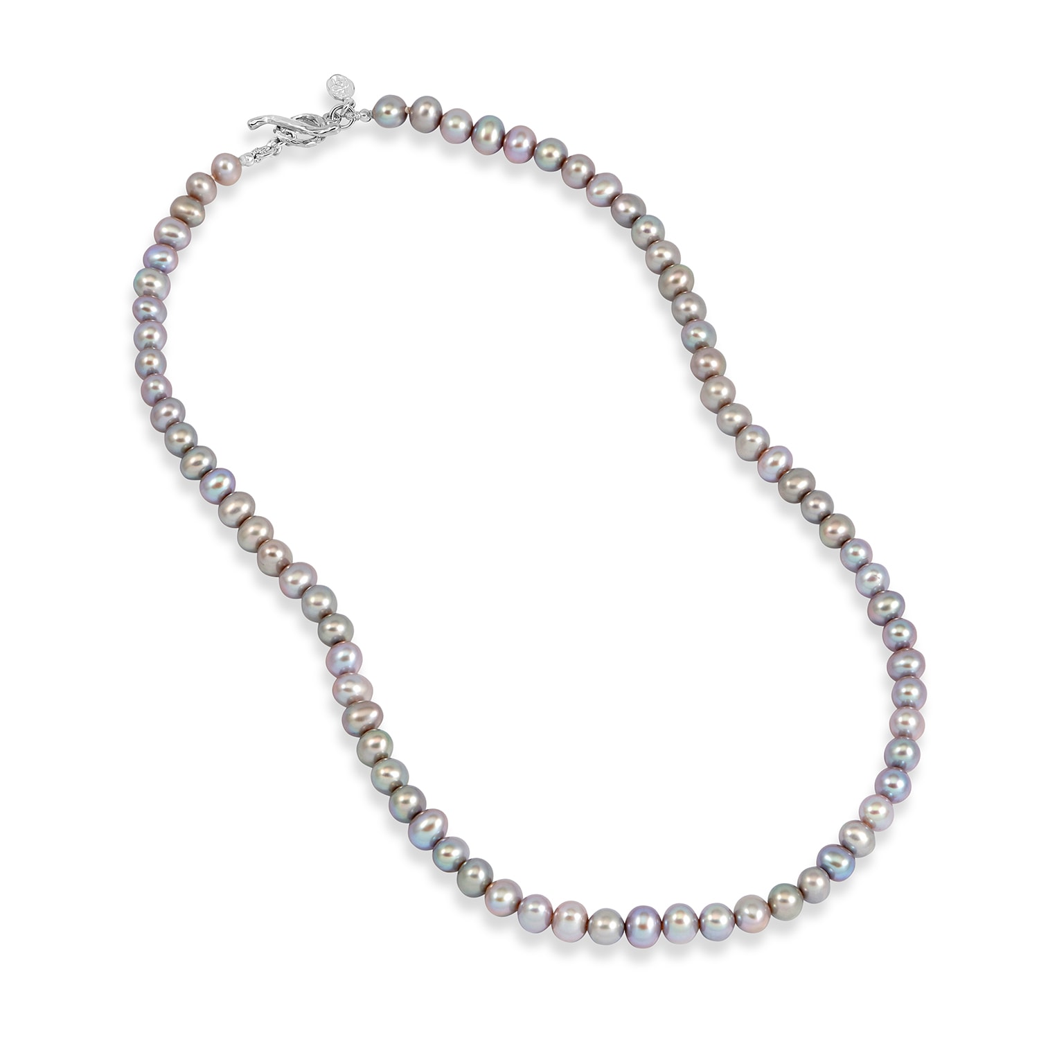 Dower & Hall Men's Medium Dove Grey Freshwater Pearl Necklace In Metallic