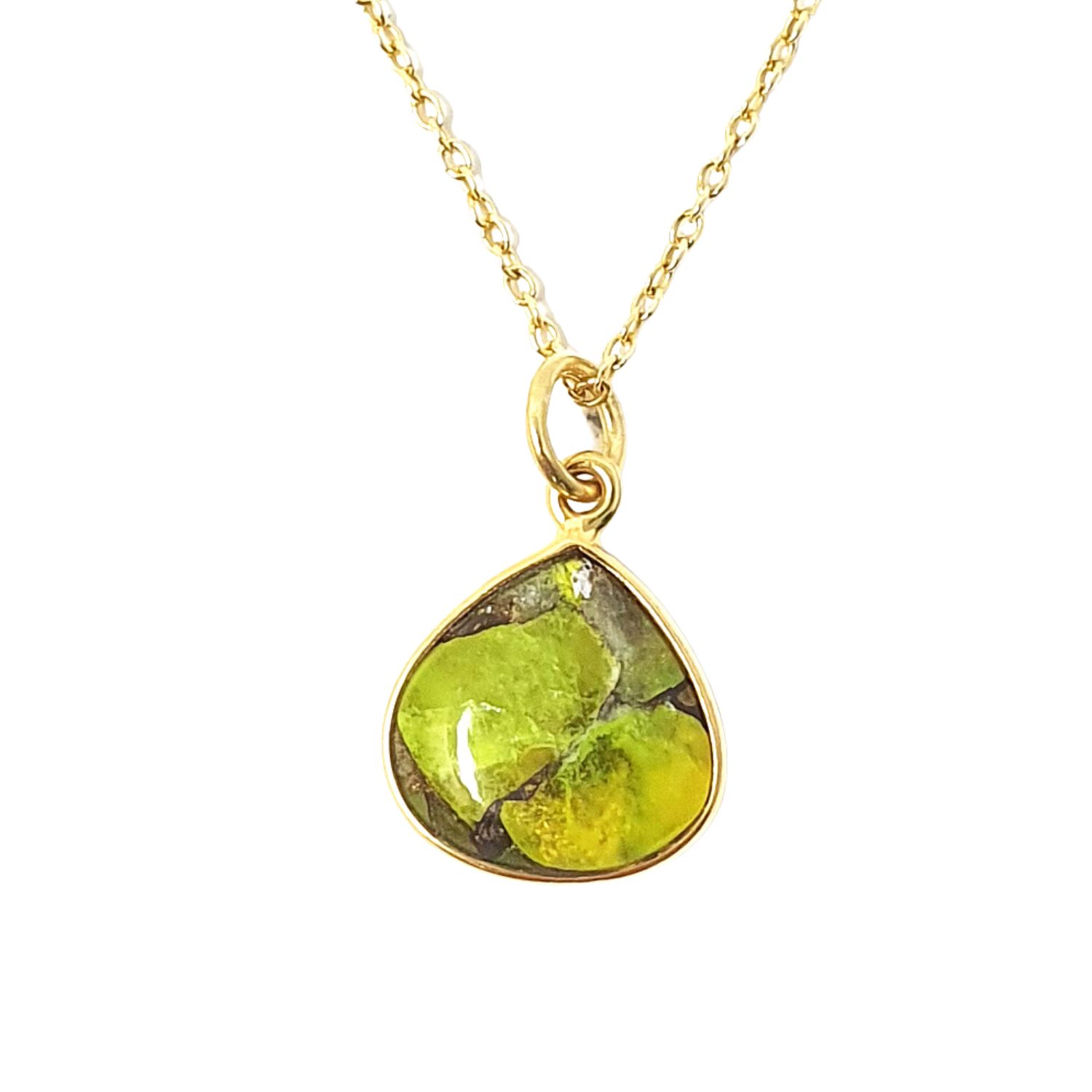 Women’s Green / Gold Gold Vermeil Plated Unique Green Peridot August Birthstone Crystal Necklace Harfi