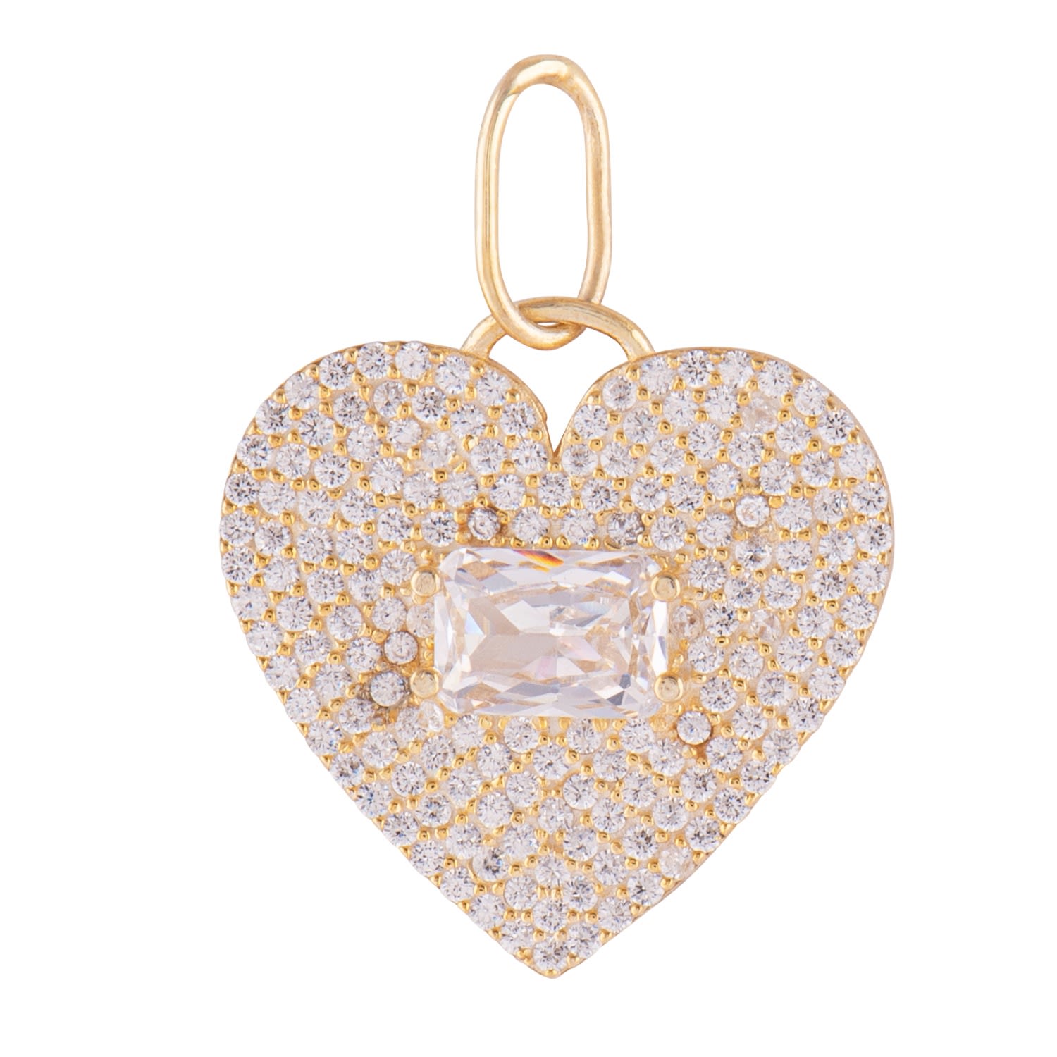 Women’s Gold / White Pave Heart & Stone Charm - Gold & White Shymi