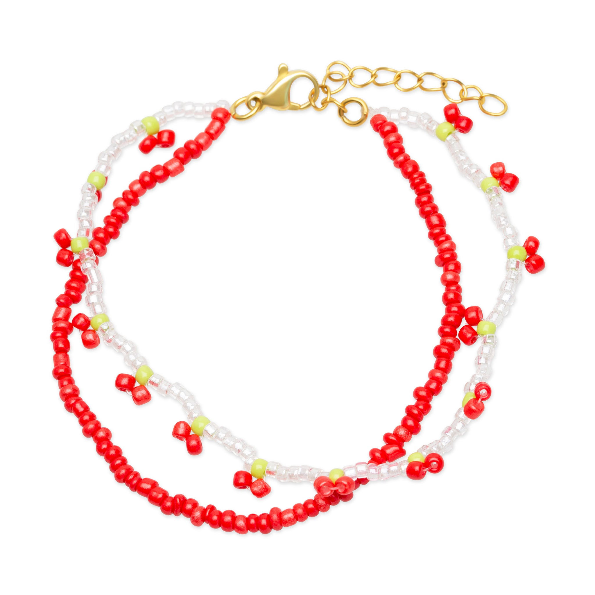 Timi Of Sweden Women's Gold Leonie - Cherry Bead Bracelet Double In Multi