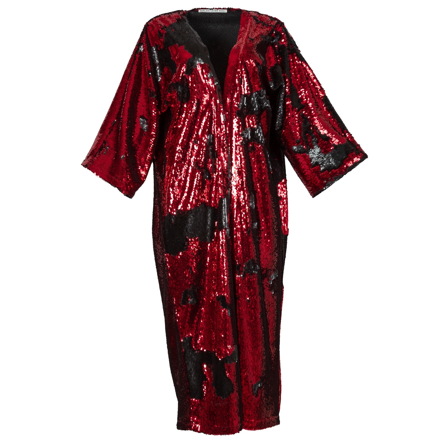 Women’s Black / Red Claude - Red, Silver & Black Italian Ombre Sequin Robe M/L Harlow Loves Daisy