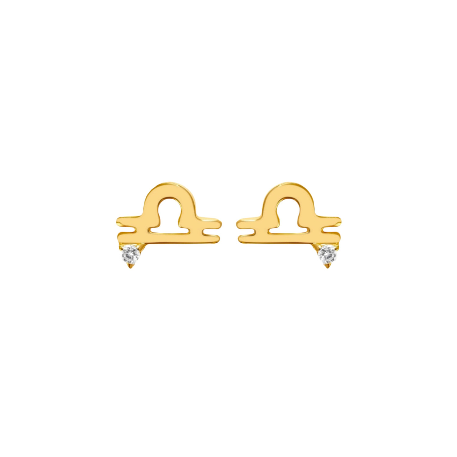 Women’s Gold Libra Zodiac Stud Earrings Lucky Eleven