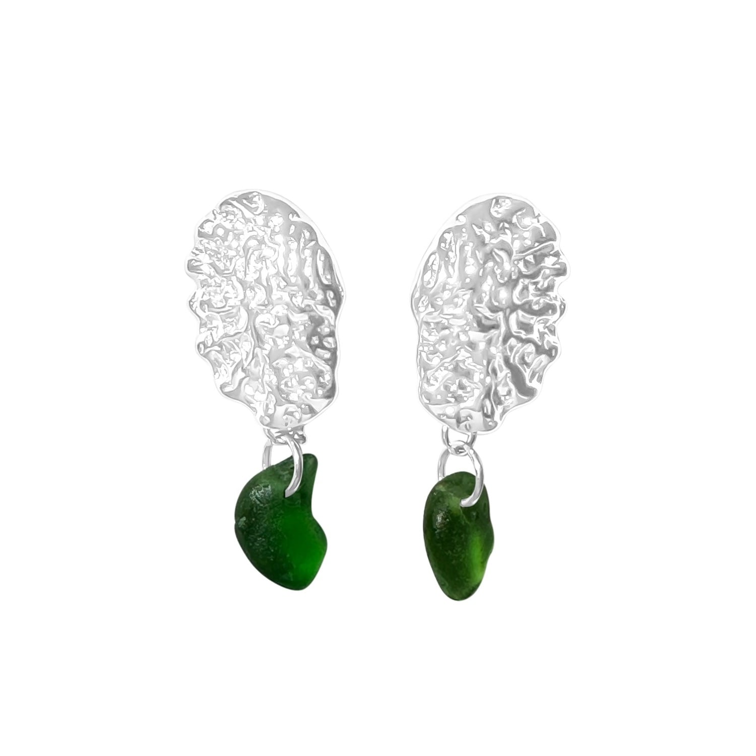 Glasstyk I/s Women's Sea Urchin Earrings Green Sea Glass Steel