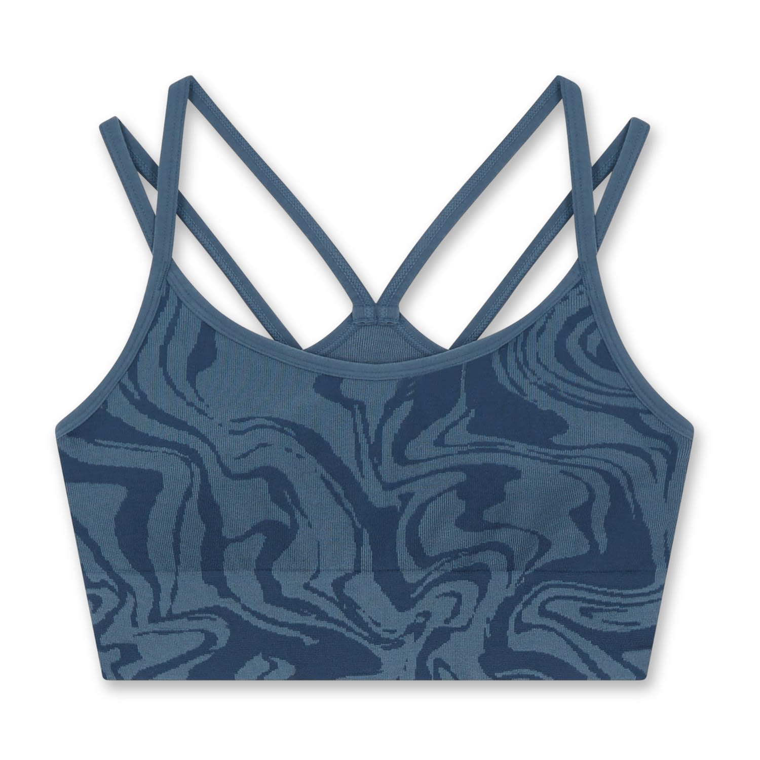 Jilla Active Women's Ocean Swirl Sports Bra - Denim Blue