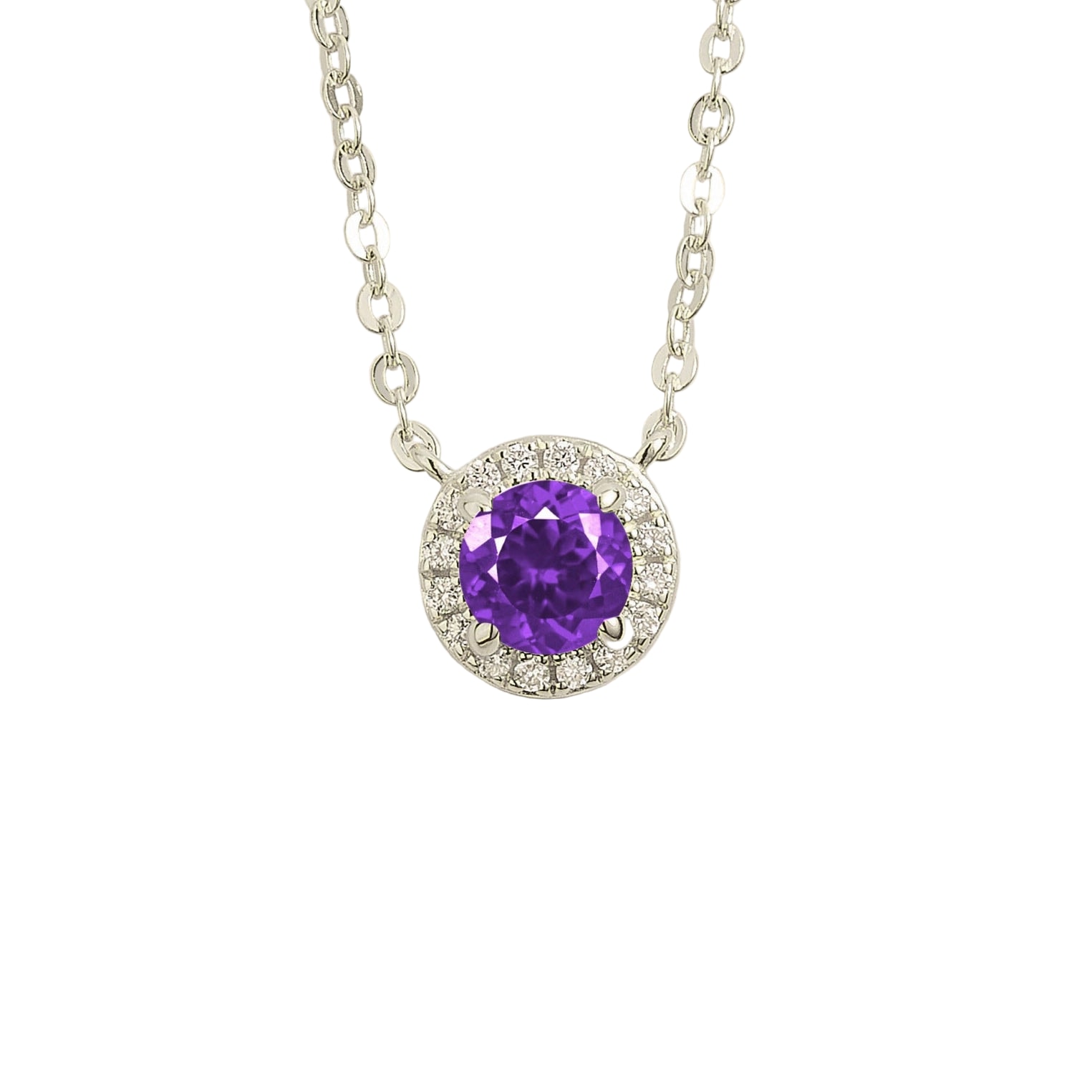 Juvetti Women's White / Purple Mars White Gold Necklace Set With Purple Sapphire & Diamond In Blue