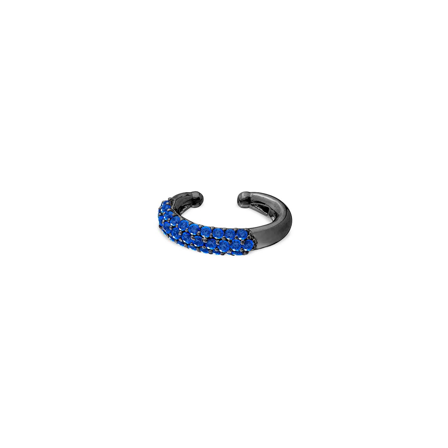 Sally Skoufis Women's Black / Blue Cosmic Alchemy Ear Cuff With Man Made Sapphires In Premium Black Rhodium In Multi