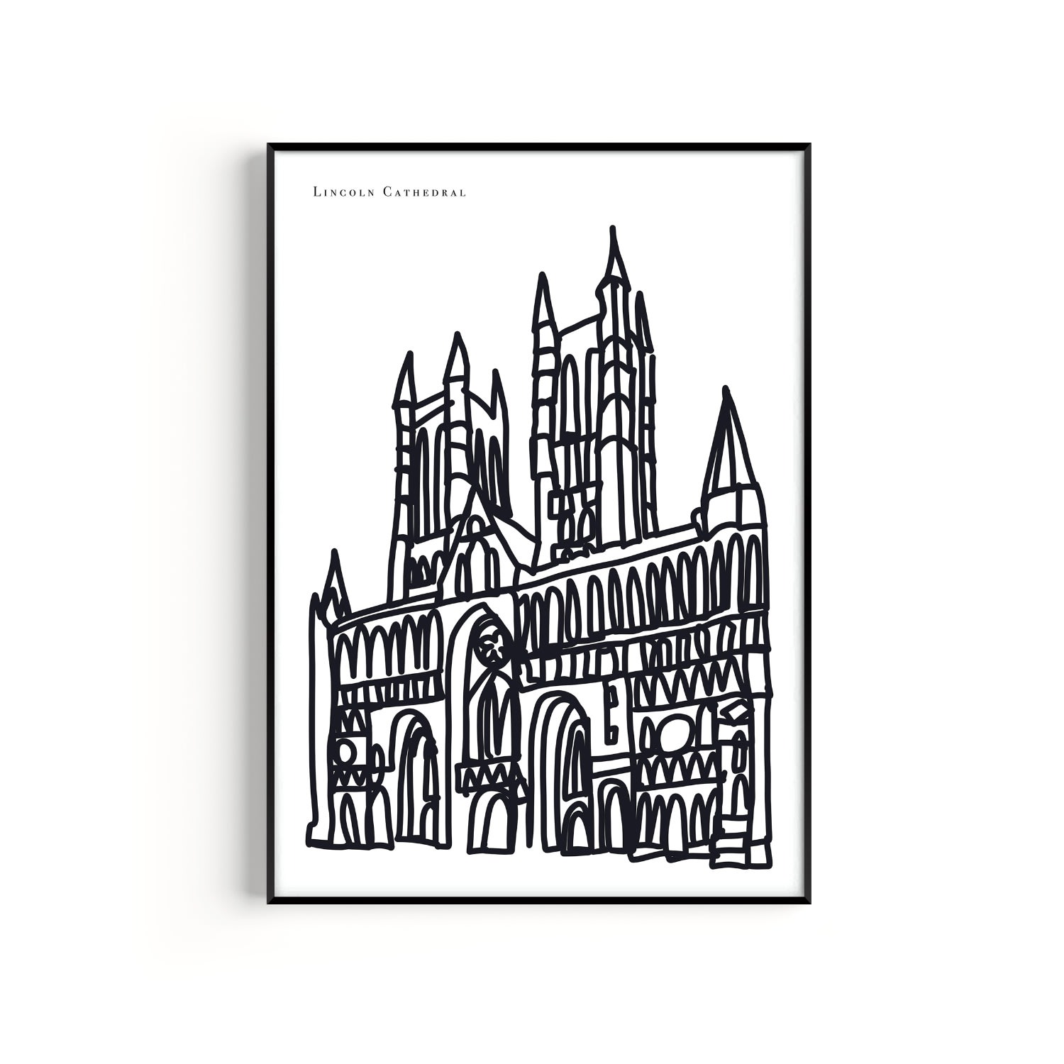 NATALIE CASS ART BLACK / WHITE LINCOLN CATHEDRAL ART PRINT - A2