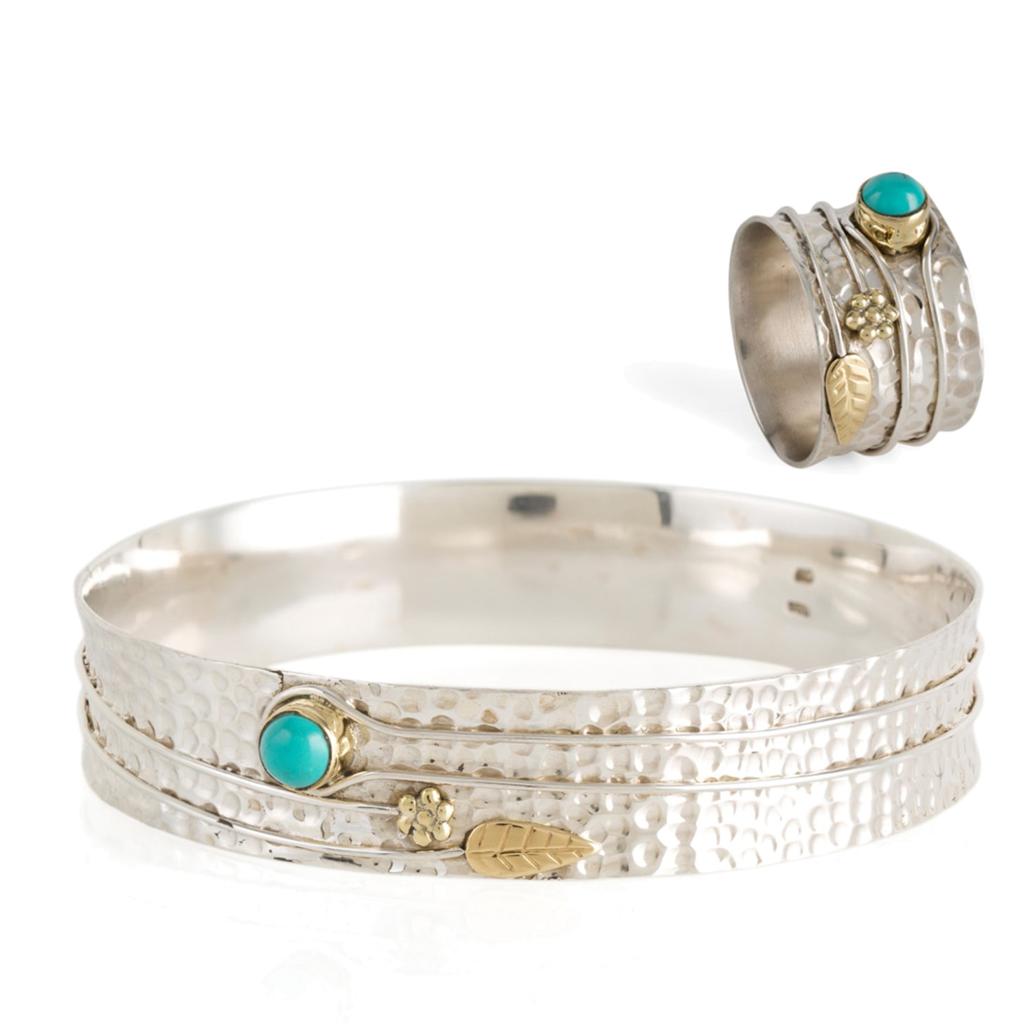 Women’s Blue Secret Garden Silver Ring & Bangle Gift Set - Turquoise Charlotte’s Web Jewellery