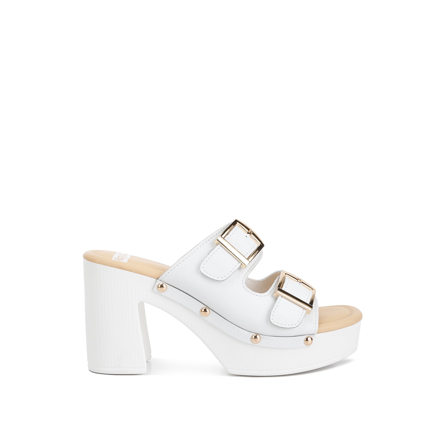 RAG & CO WOMEN'S KENNA DUAL BUCKLE STRAP SANDALS IN WHITE