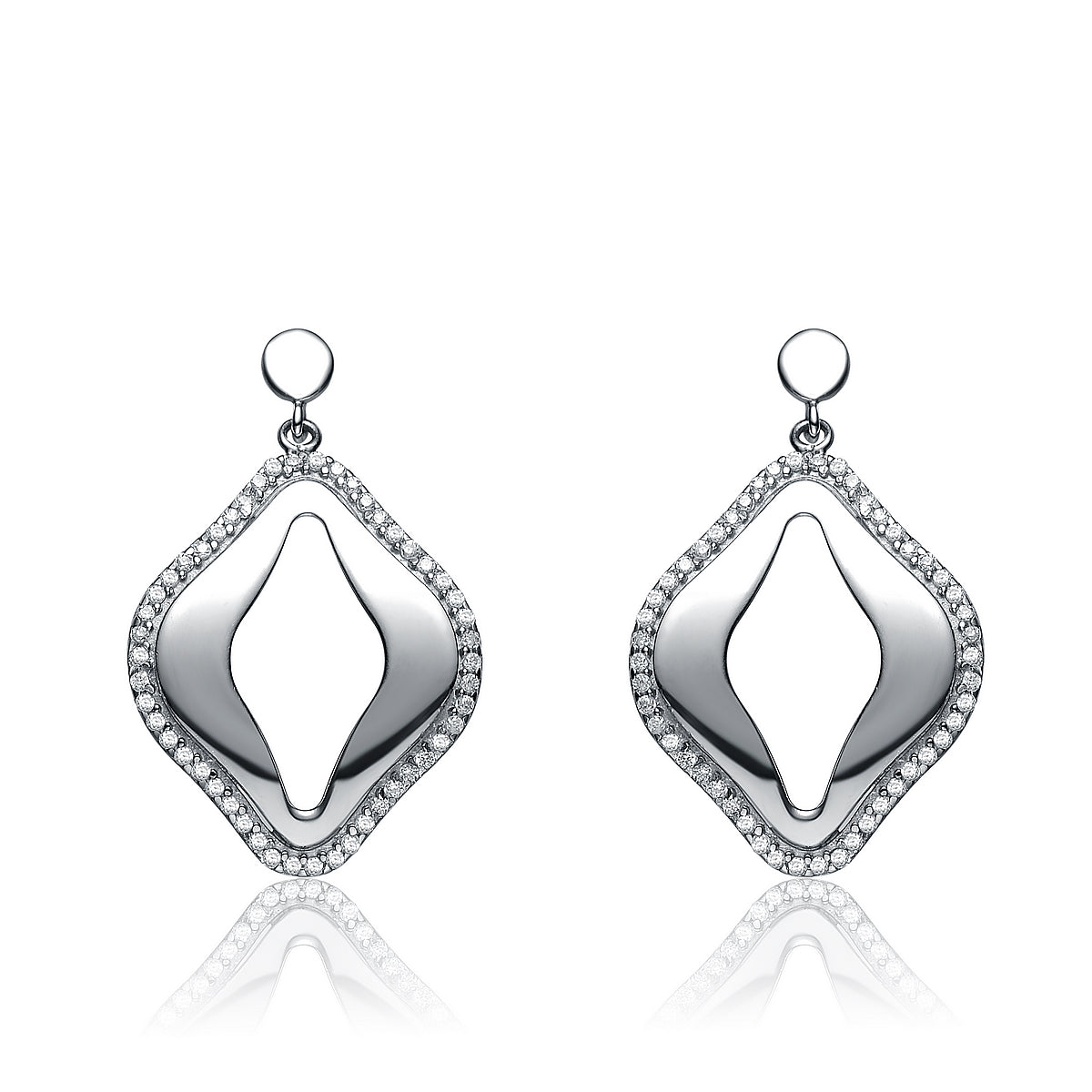 Genevive Jewelry Women's White / Silver Sterling Silver Key Hole Earrings In Multi