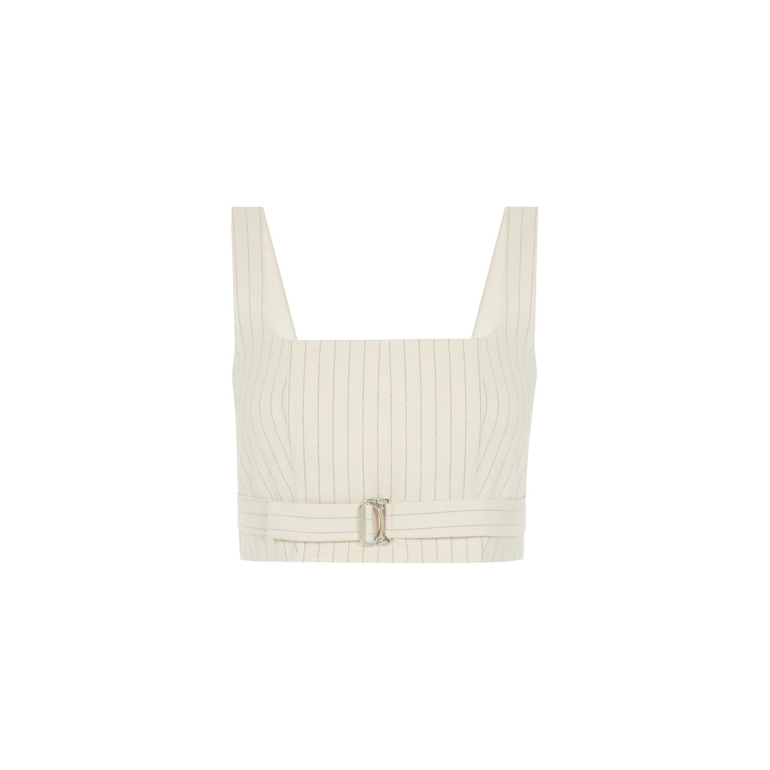 Rue Les Createurs Women's Neutrals Striped Wool Textured Strappy Off-white Bustier In White