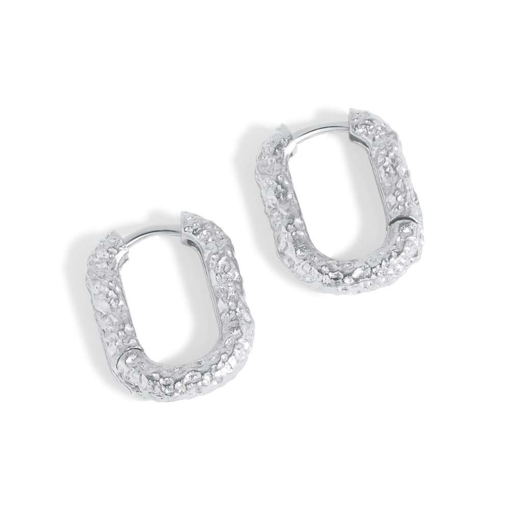 Gold Trip Women's Textured U Hoop Earrings In Silver In Metallic