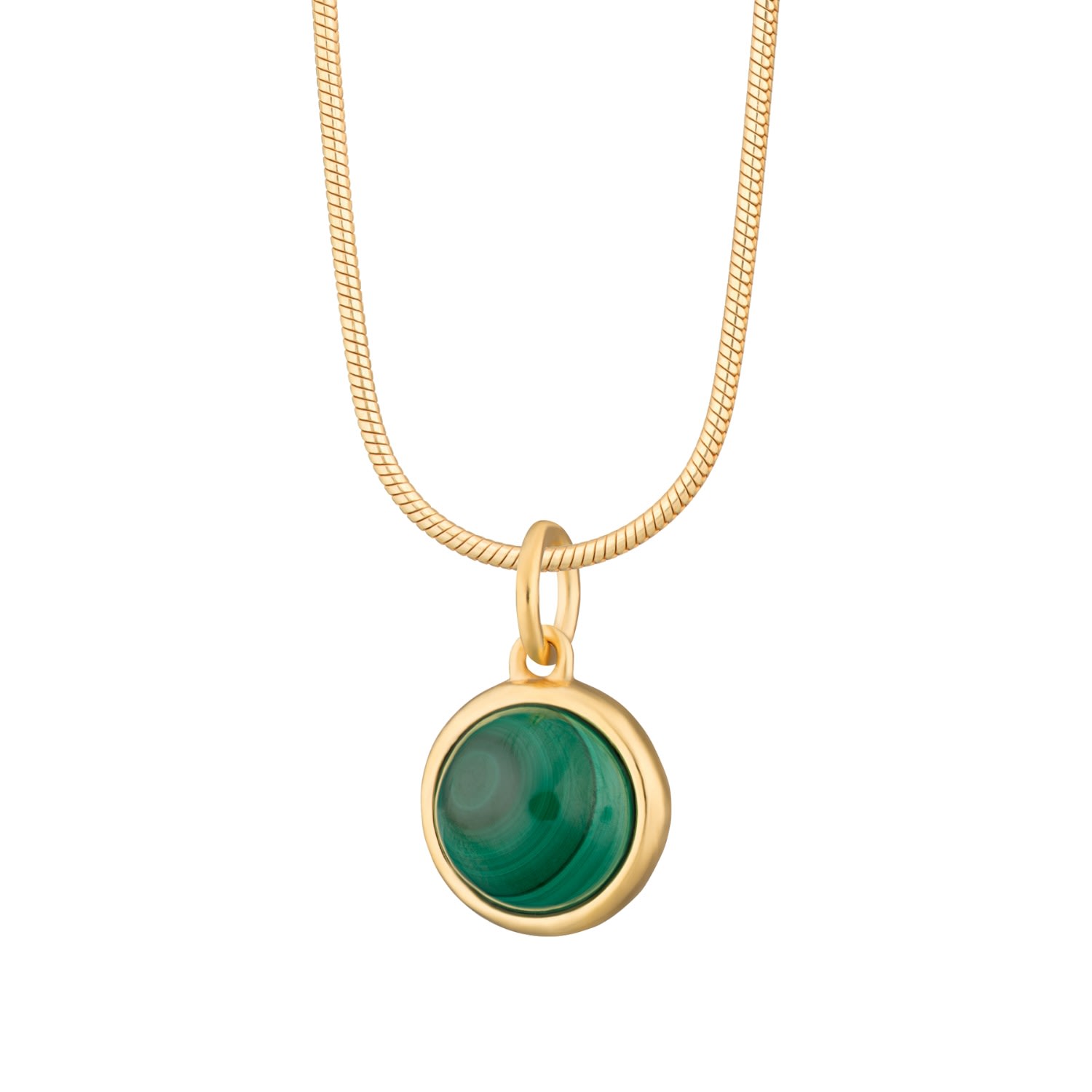 Women’s Gold Plated Malachite Touchstone Necklace With Slim Snake Chain - Healing Lily Charmed