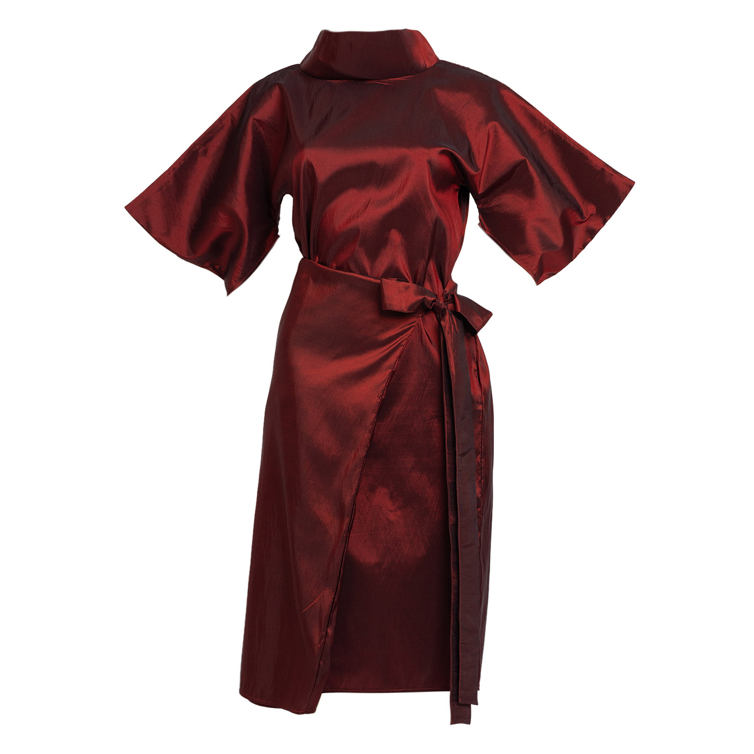 Women's Nunnery Dress In Red Taffeta | Extra Small | Bianca Popp