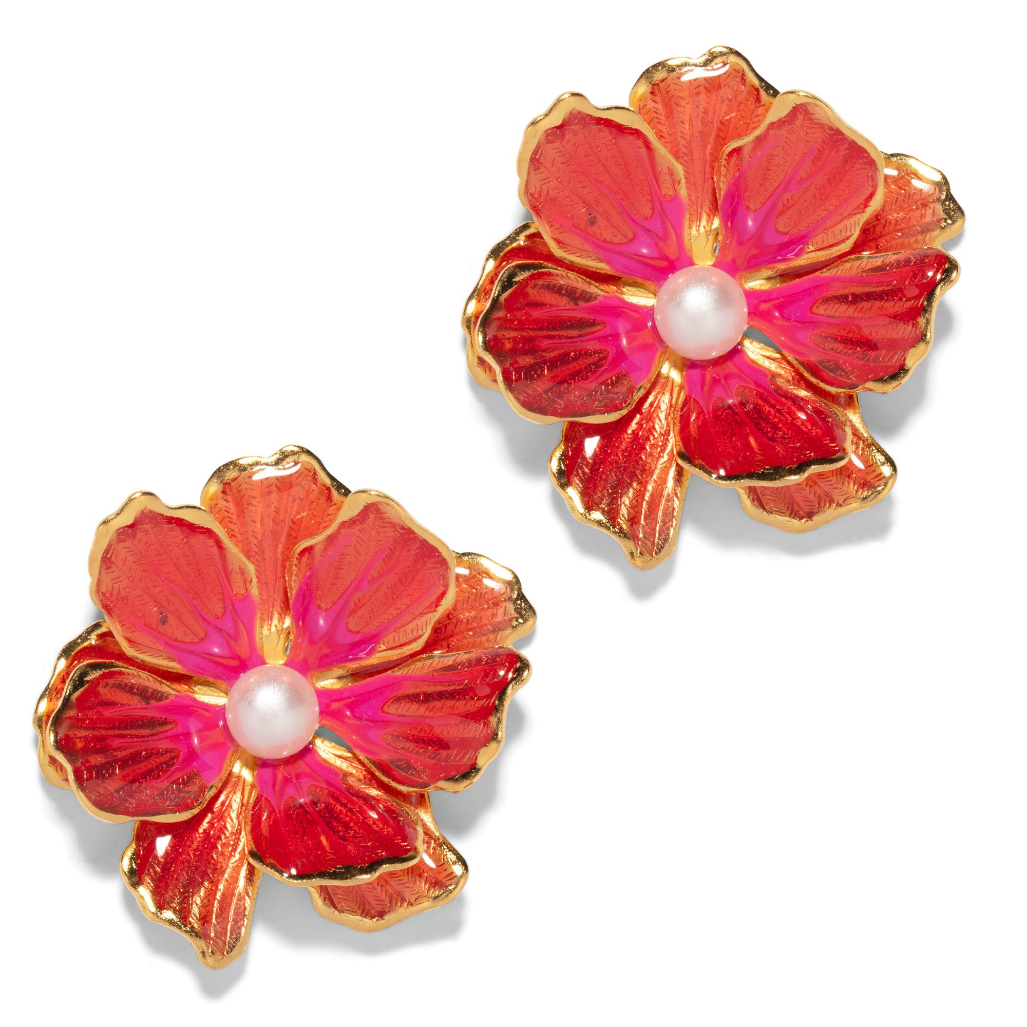 The Pink Reef Women's Red  Small Double Florals In Watermelon