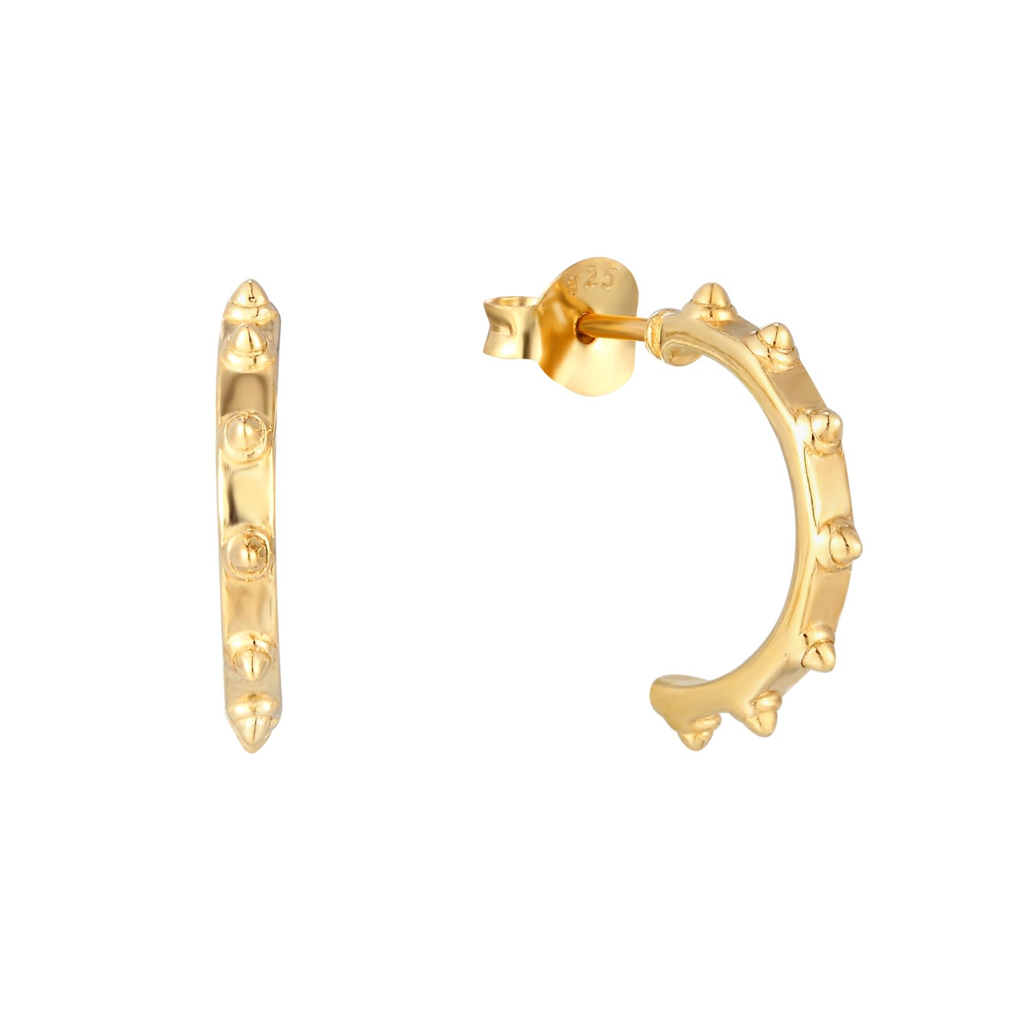 Women’s 22Ct Gold Vermeil Spiked Half Hoop Studs Seol + Gold