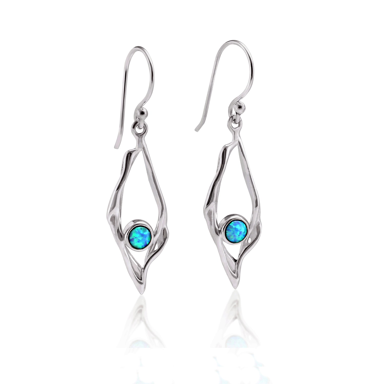 Isla Silver Women's Blue / Silver Sterling Silver Blue Opal Delicate Drop Earrings