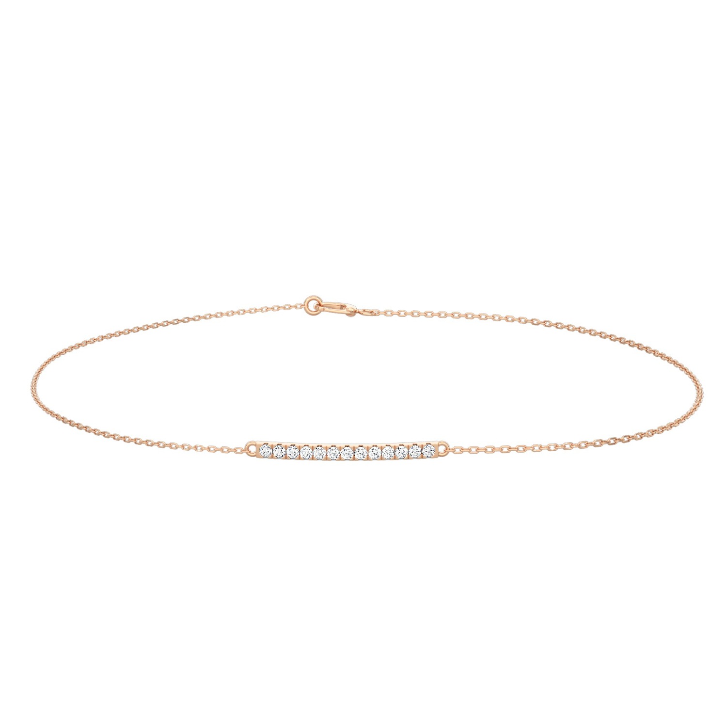 Women’s Pav Diamond Bar Rose Gold Bracelet Itara Jewelry