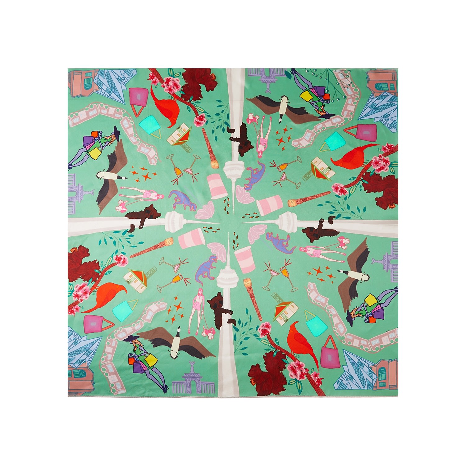 Soft Strokes Silk Women's Green Toronto Pure Silk Large Square Scarf In Green
