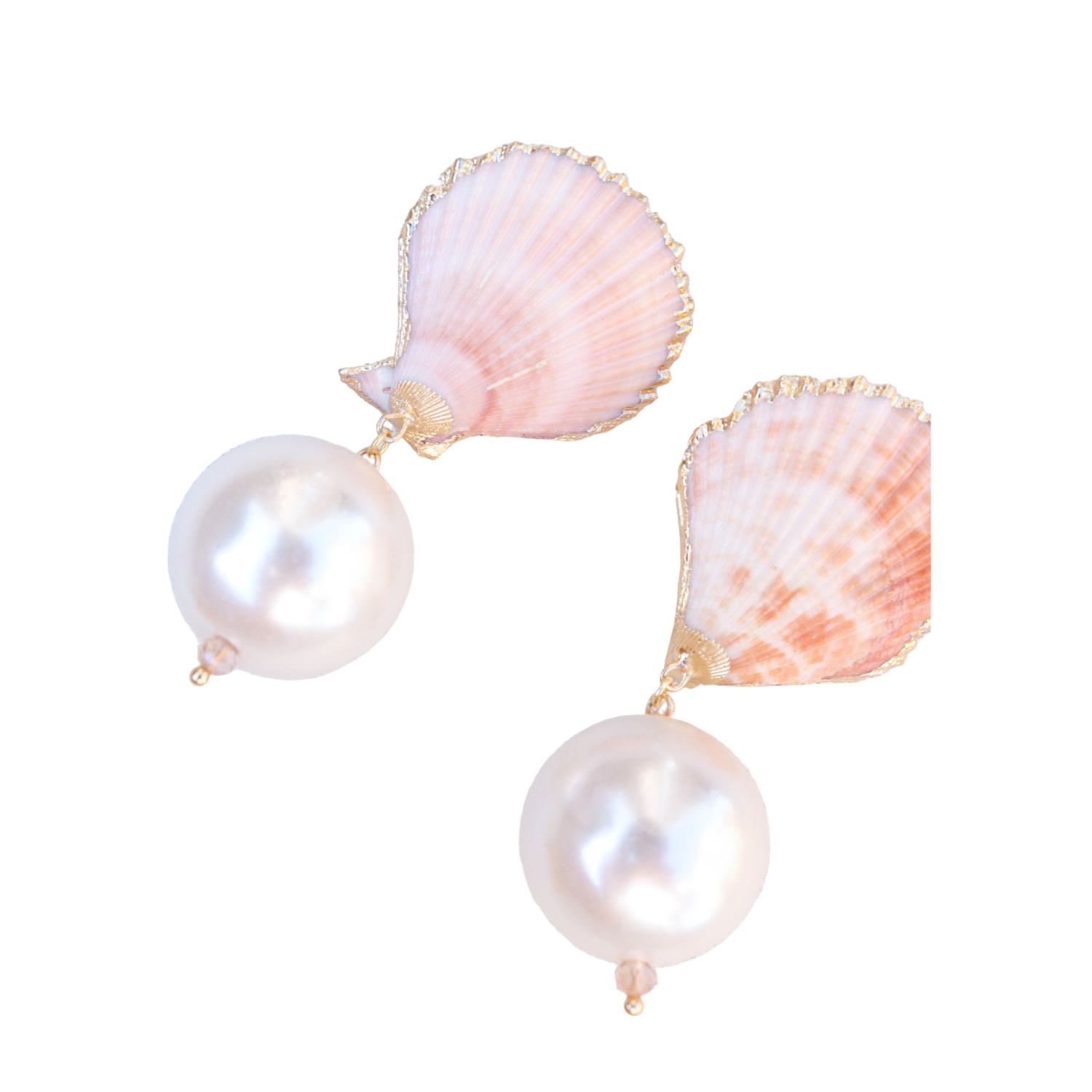 Taylor Reese Women's Gold / Pink / White Natural Shell Pearl Earrings In Multi
