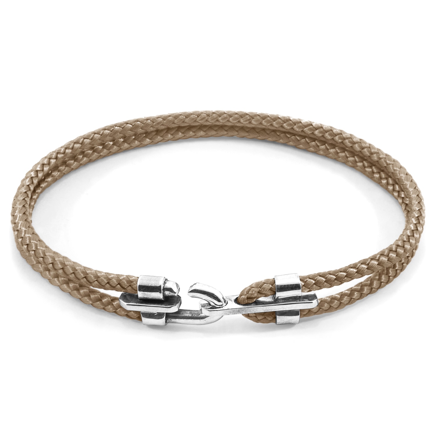 Anchor & Crew Men's Sand Brown Canterbury Silver & Rope Bracelet In Brown