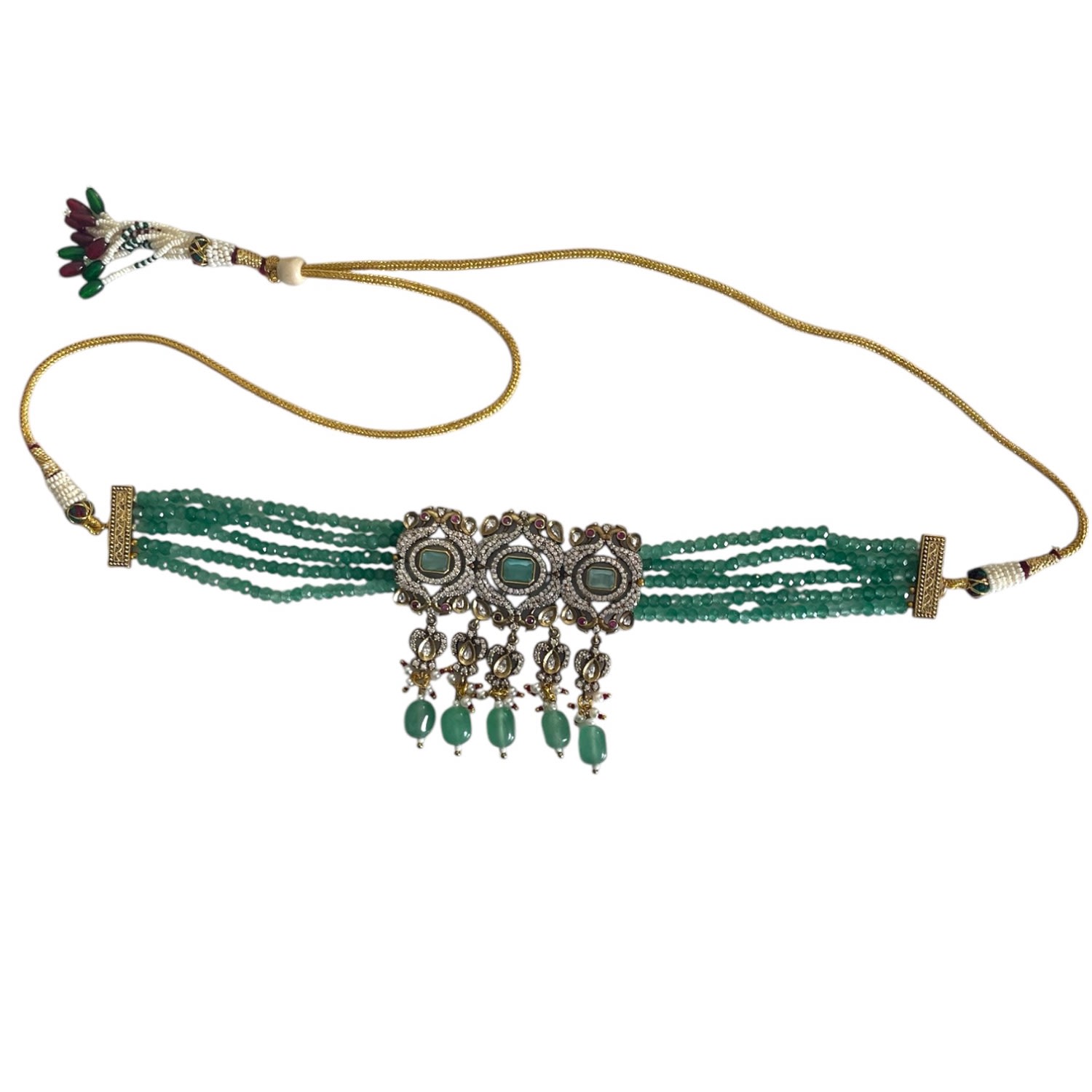 Veronica Tharmalingam Women's Gold / Green Emma Choker With Jade And Gold Adjustable Length