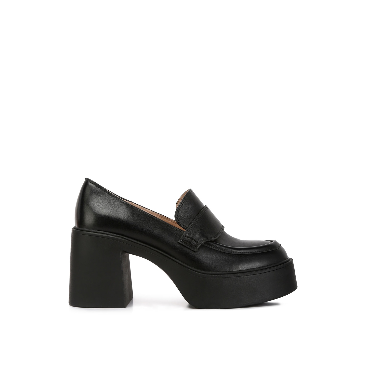 Rag & Co Women's Elspeth Heeled Platform Leather Loafers In Black In Black