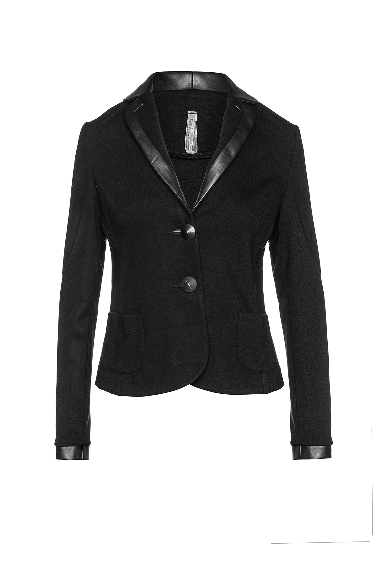 Women’s Black Fitted Jacket With Faux Leather Detail Extra Small Conquista