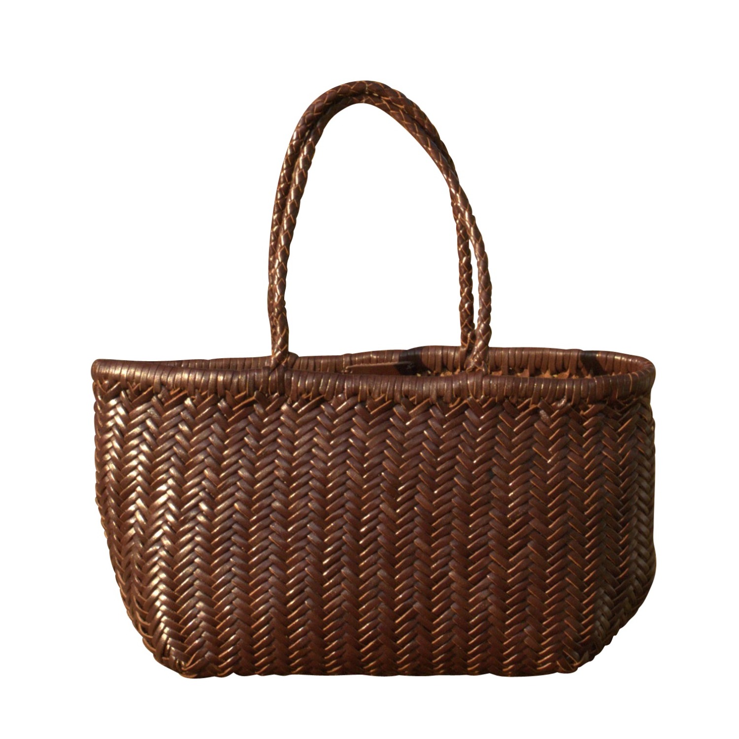 rough style bag／dark brown Woven Leather Tote 'Elisabetta' - Dark Brown | RIMINI | Wolf