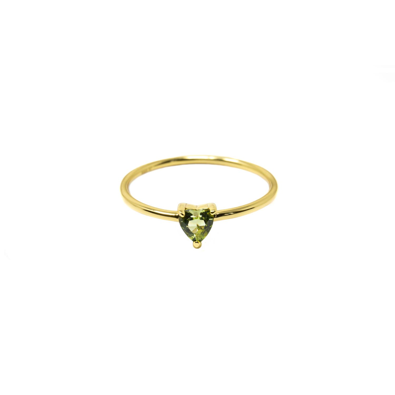 Nasi Silver Women's Green Yours Heart Ring- Peridot, Gold In Gold