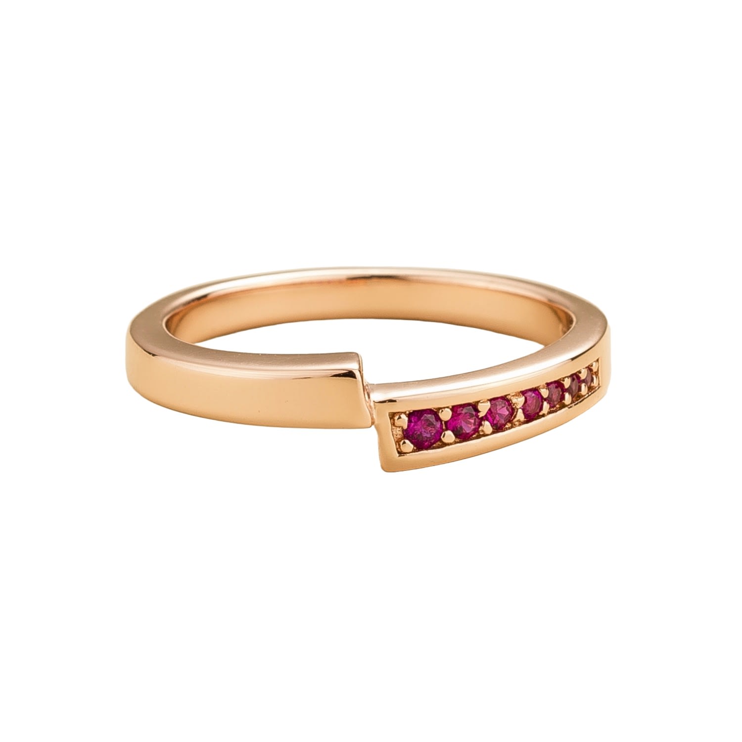 Women’s Red / Rose Gold Vero Ring In Ruby Set In Rose Gold Juvetti