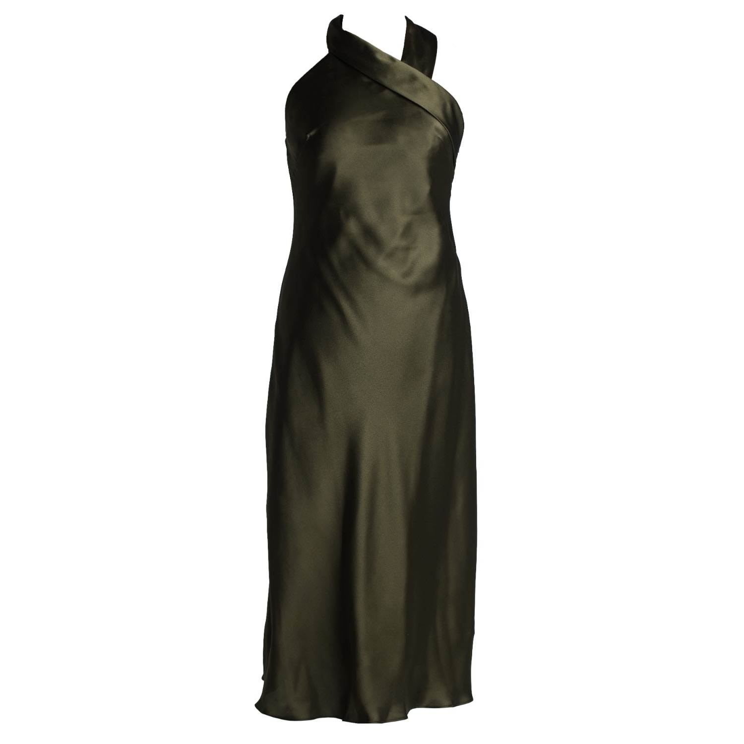 Mionè Women's Halter Neck Silk Dress - Green In Green