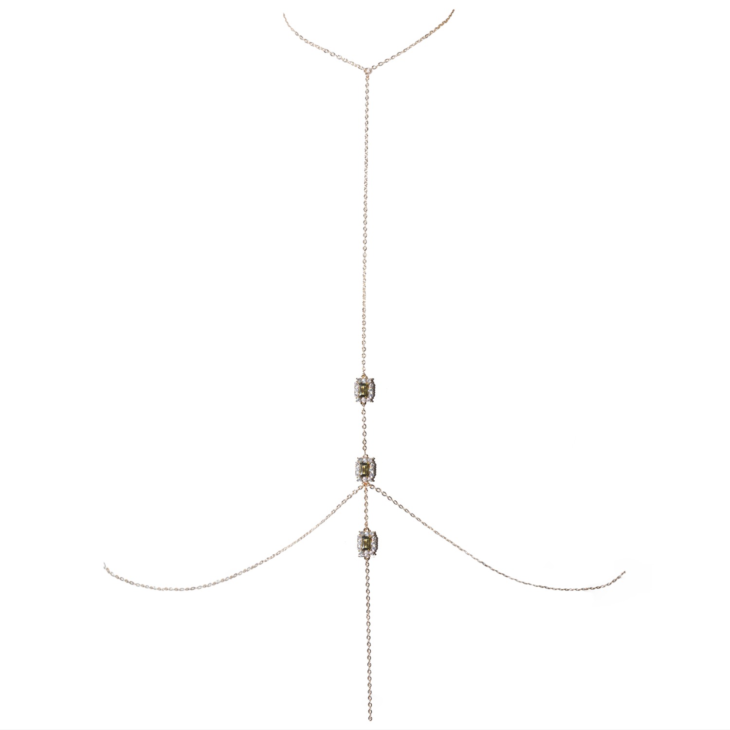 Women's Gold / Green Carré Body Chain In Peridot Green | Studio Baloge