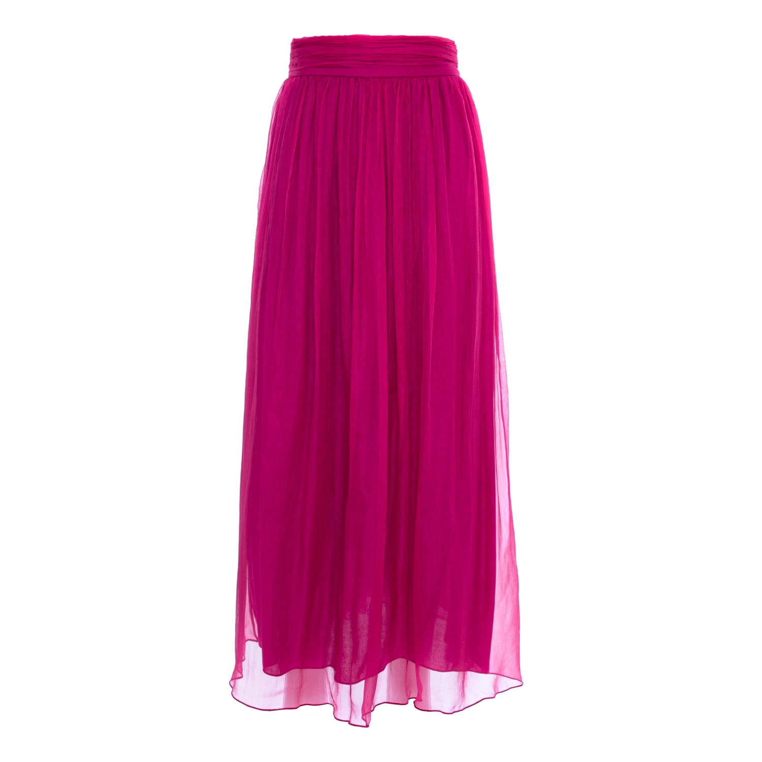 Izabela Mandoiu Women's Pink / Purple Midi Skirt In Fuchsia Silk Chiffon With Metallic Foil In Pink/purple