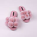 Pretty You Dolly Fun Pom Slider Slippers In Pink In Pink