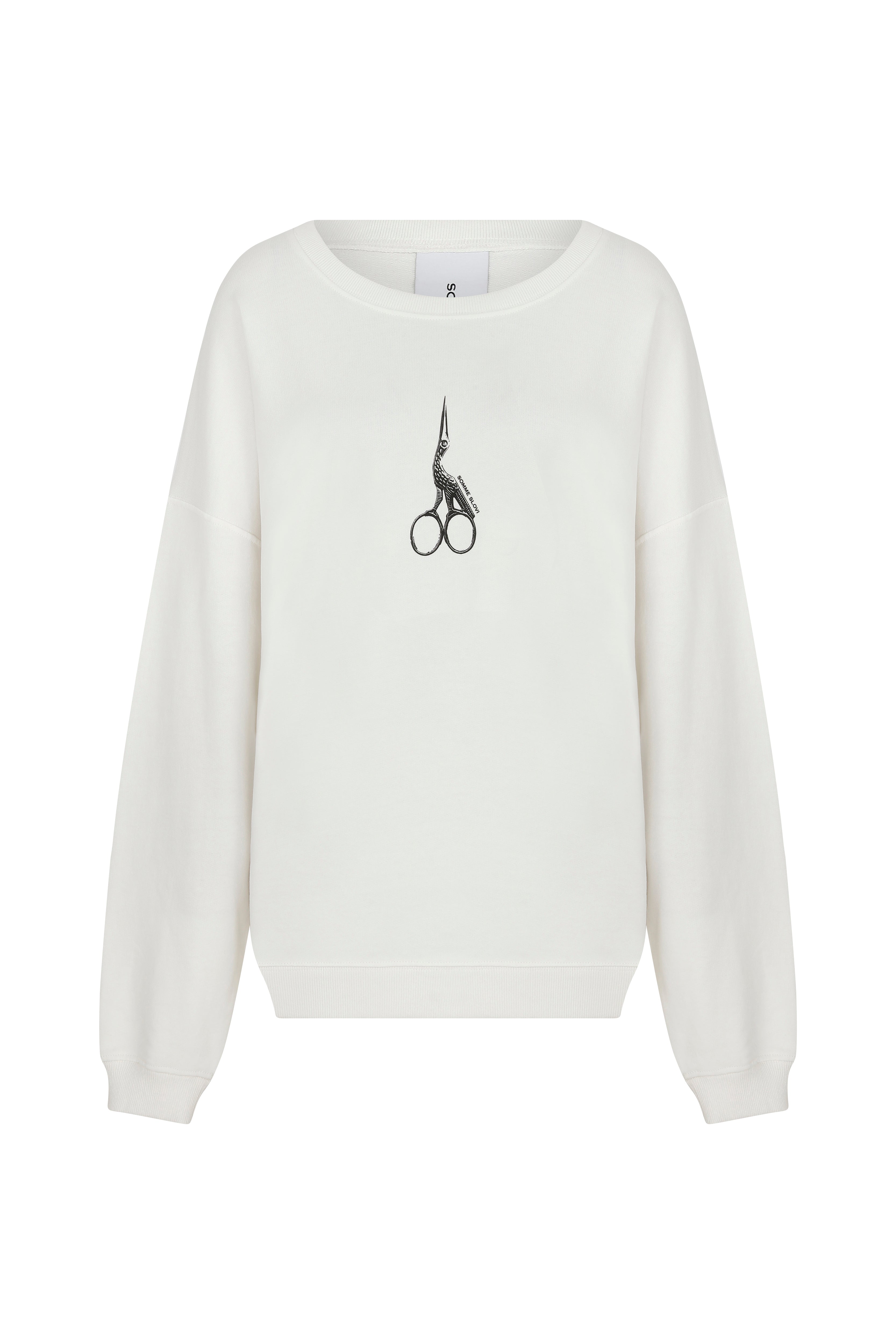 Somme Slovi Women's White Stork Scissors Oversize Sweatshirt In White