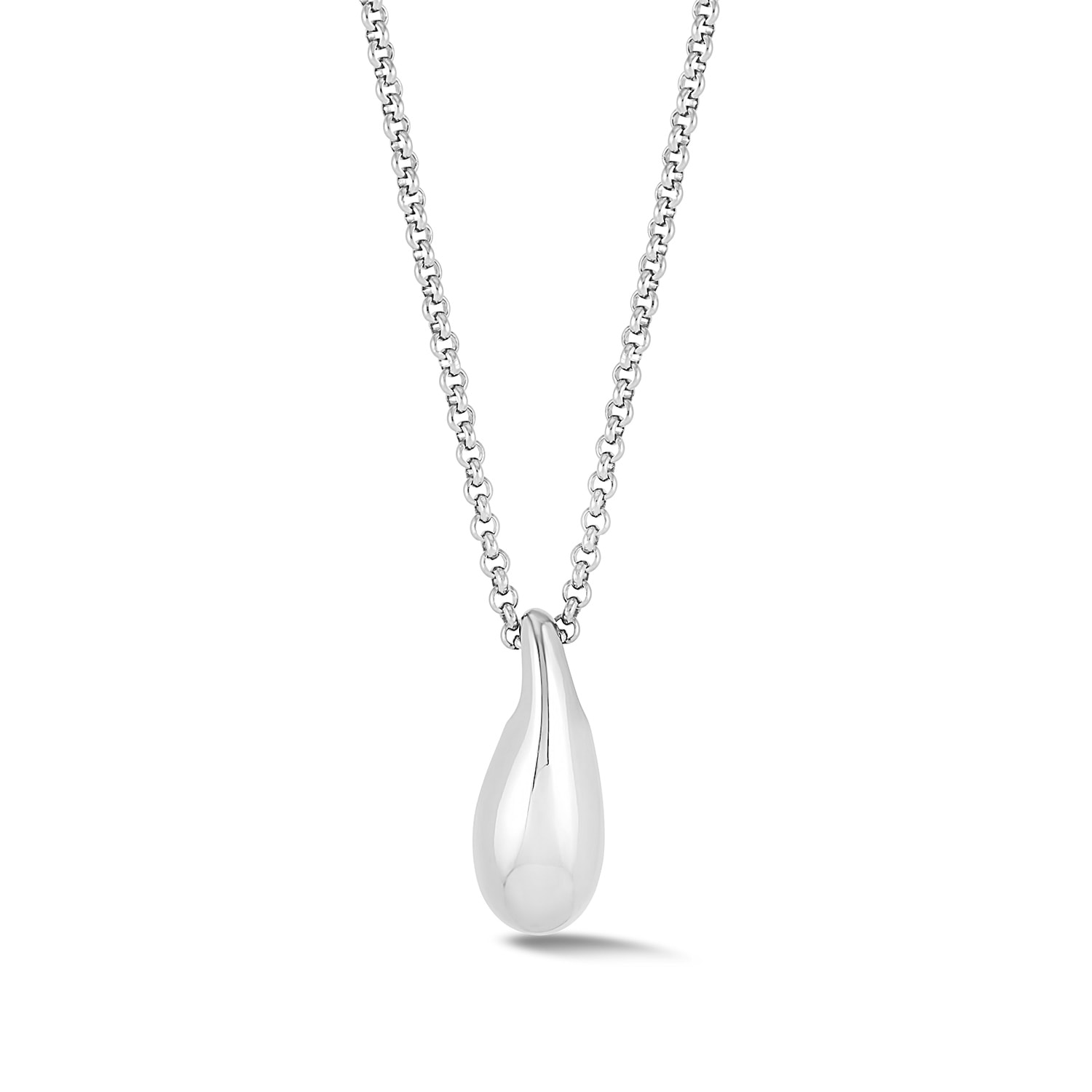 Dower & Hall Small Pebble Droplet Pendant In Silver