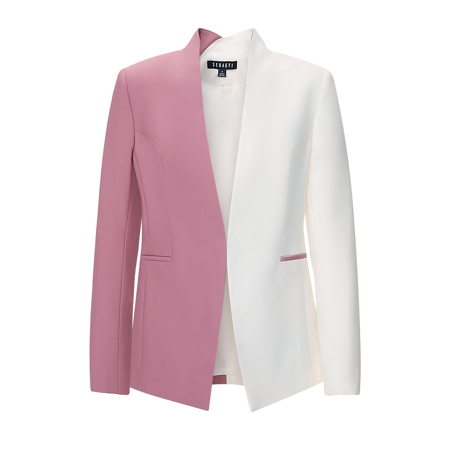 Women’s White Two-Toned Nicole Seasonless Extra Fine Merino Wool Crossover Collar Blazer Extra Small Seragyi