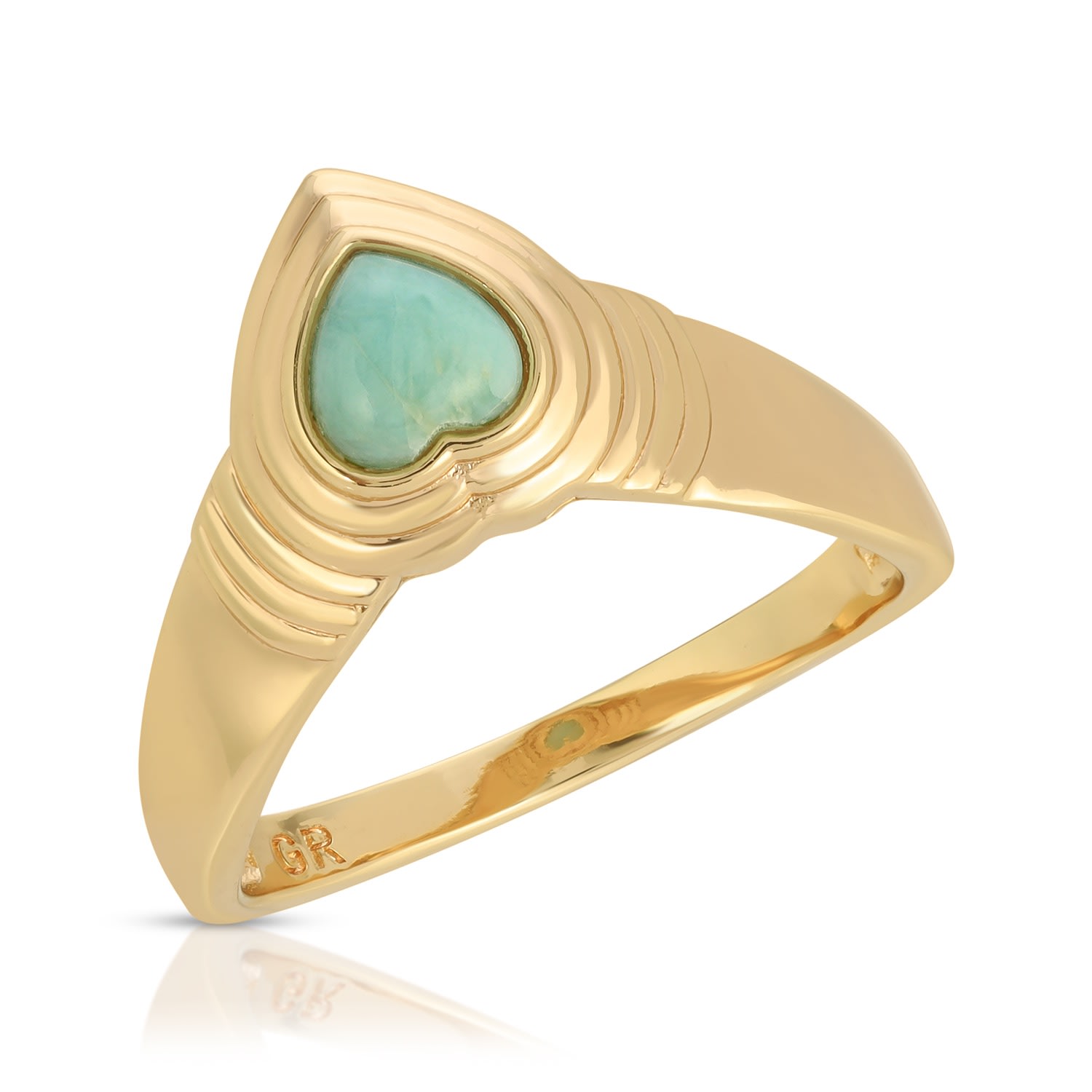 Women’s Heart Of Stone Ring - Larimar- Gold Glamrocks Jewelry