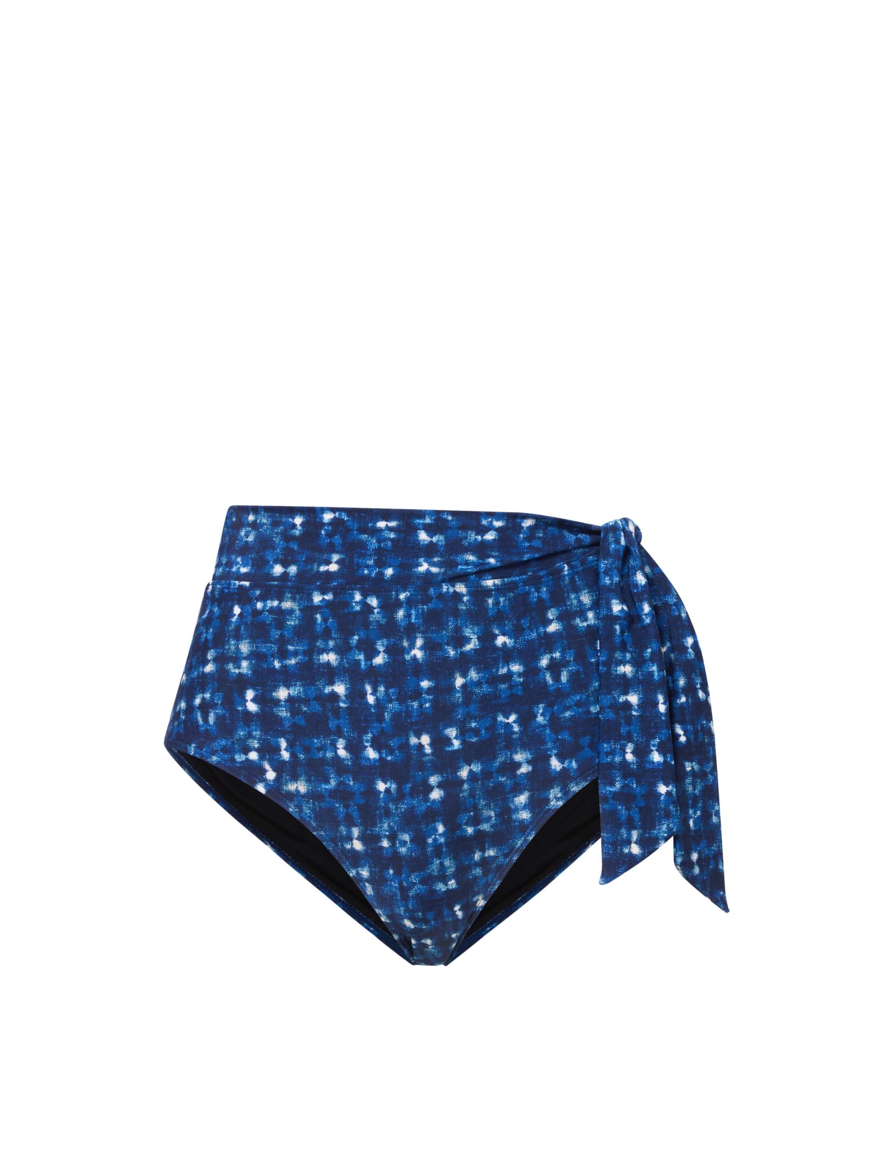 Women's Blue / White Side Tie High Waist Bottom In Denim Noir
