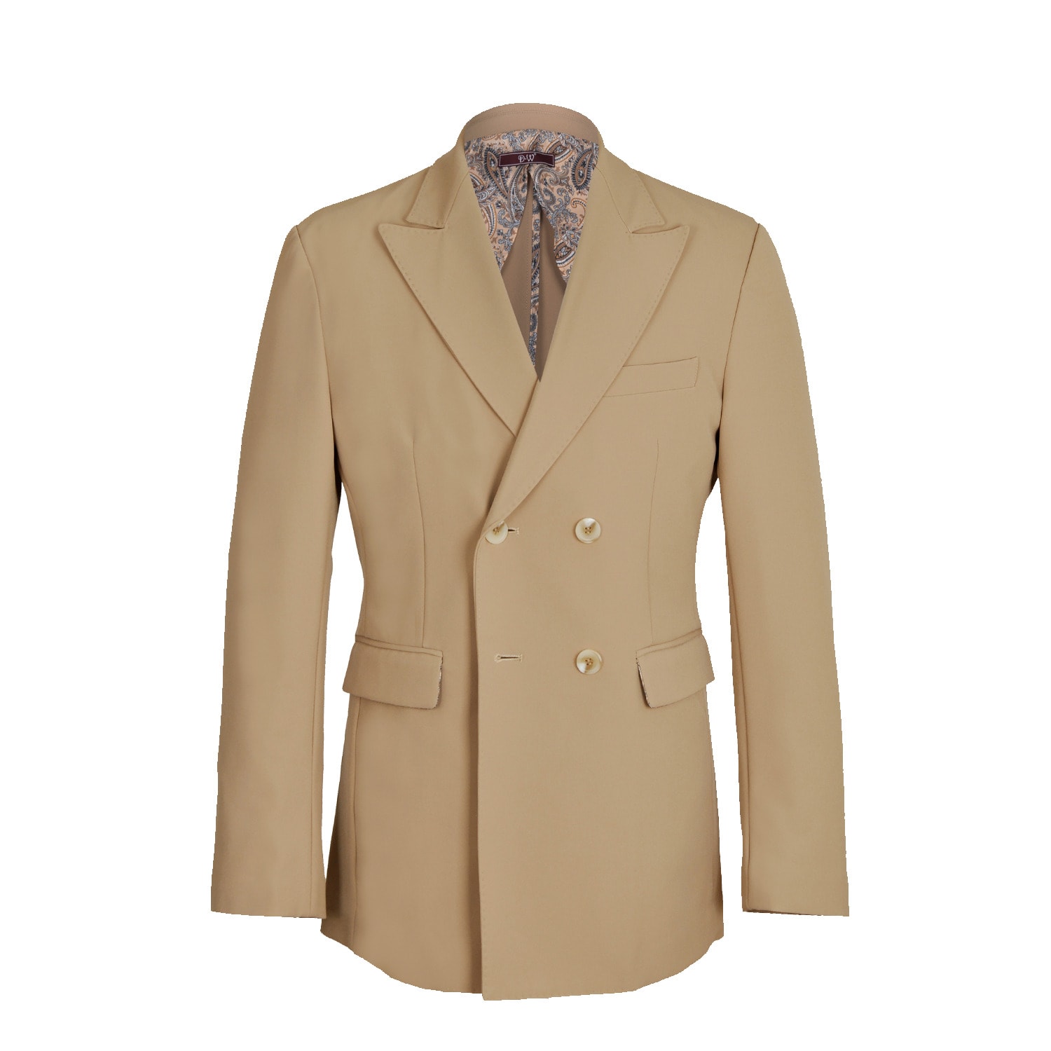 David Wej Men's Neutrals Ashford Relaxed Double-breasted Blazer – Biege